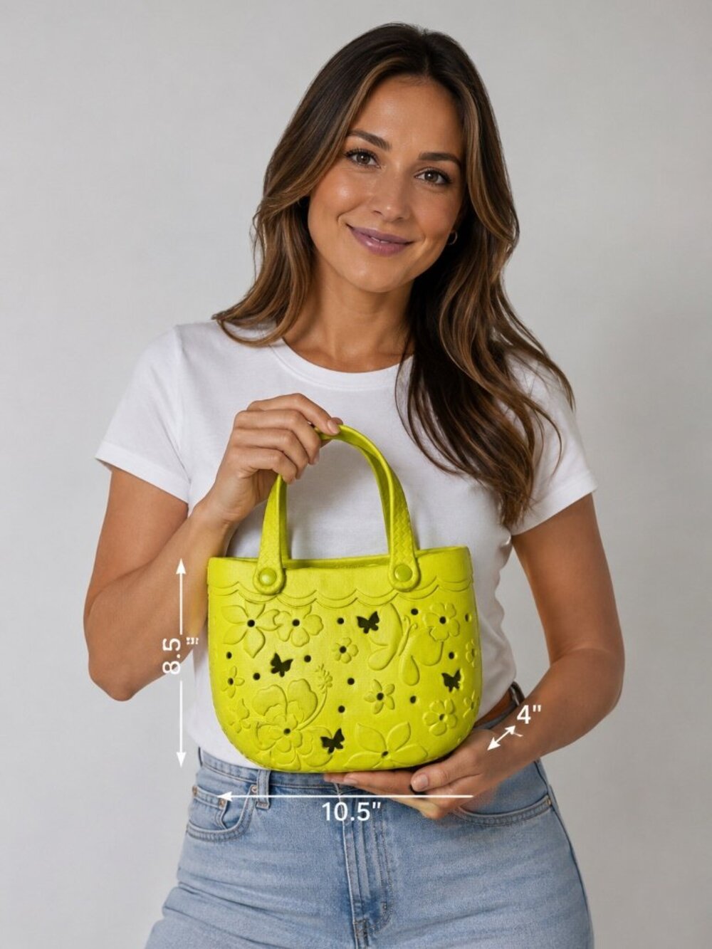 Classic Cute Waterproof Tote Small Handbag Floral Design TCP Green